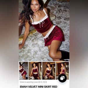Emah velvet mini skirt set princess Polly